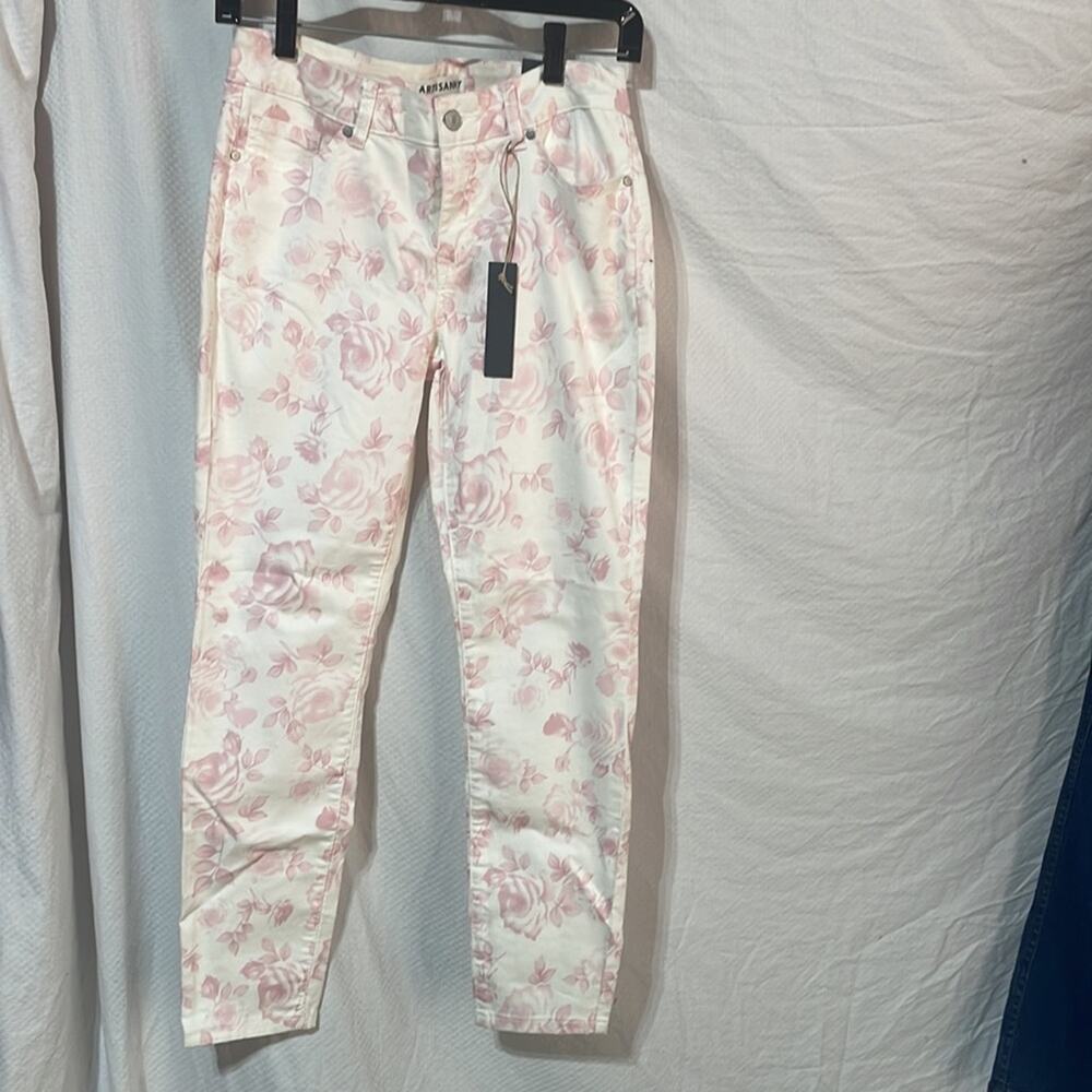 Artisan NY 4 white pink floral jean stretch NWT skinny
